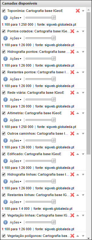 Camadas Disponíveis